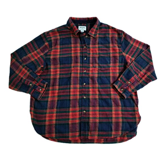 American Eagle Men's Large Flannel Shirt Slim Lumberjack Red Tartan Check Plaid - Picture 1 of 8